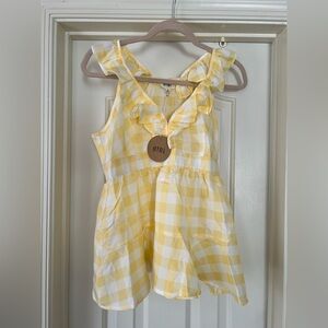 NWT BiBi Ruffled Neckline Sleeveless Check Plaid Peplum Top M